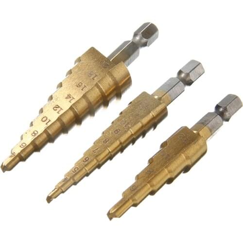 3Pcs 3-12mm 4-12/20mm HSS Steel Step Cone Drill Bit For Wood Metal Hole Cutter Titanium Step Drill Bit Drilling Power Tools