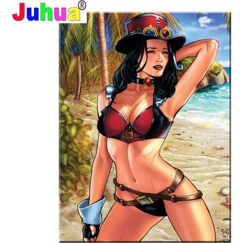 5d diamond painting Portrait Lady full diamond cross stitch diamond embroidery Sexy Sea Beach Girl handicraft home decoration