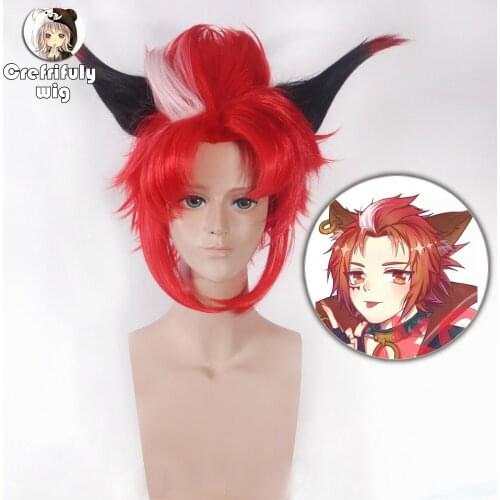 5v5 Arena Game Baili Xuance Styled Short Red Cosplay Wig Synthetic Hair Halloween Costume Party Wigs + Wig Cap