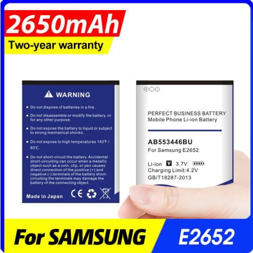 2650mAh AB553446BU Battery for samsung E2652 C3300 C3300K E2120 E3300 S5150 M3200 B100 L250 L258 M628 W539 X989