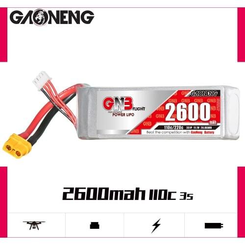 Gaoneng GNB 2600mAh 3S 11.1V 80C/160C Lipo Battery With XT60 Plug For RC Helicopter Quadcopter RC FPV Racing Drone parts
