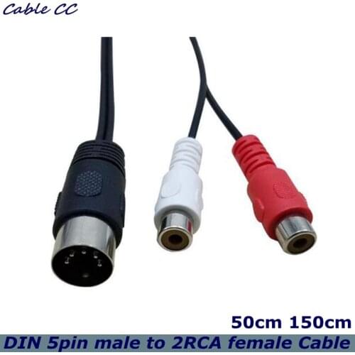 0.5M 1.5M Jack Din 5Pin male to 2RCA female cable, male pin, female to RCA female P2 audio adapter audio best price