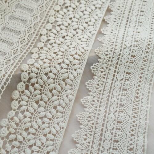 Beige Pure cotton lace trim Crochet trim DIY Handmade LACE TRIMS Garment Sewing Wedding Crafts Home textile Decors, 3 yards