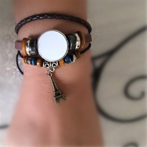 Cowhide tower bracelets for sublimation knitted diy bracelet for women blank custom design consumables materials 8pcs/lot