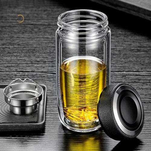 400ml High Quality Double Glass Water Bottle With Case Tea Drink Bottle Infuser Tumbler Drinkware Waterbottle Eco-Friendly