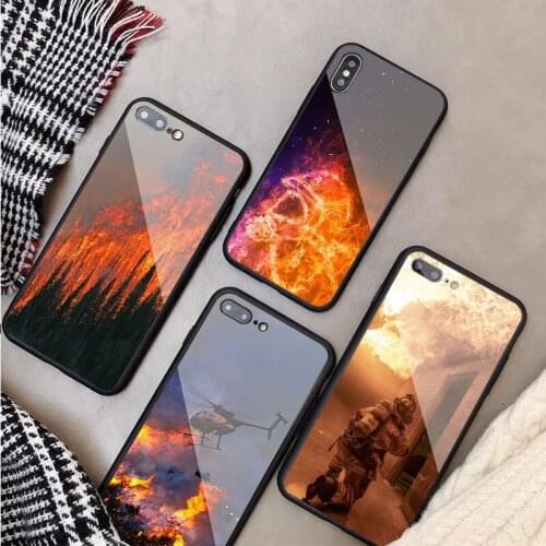 Fireman Tempered Glass Phone Case For iphone 12 11 Pro Max 5 6 7 8 X XS XR XSMax Shell 12Pro Max Cover Shell