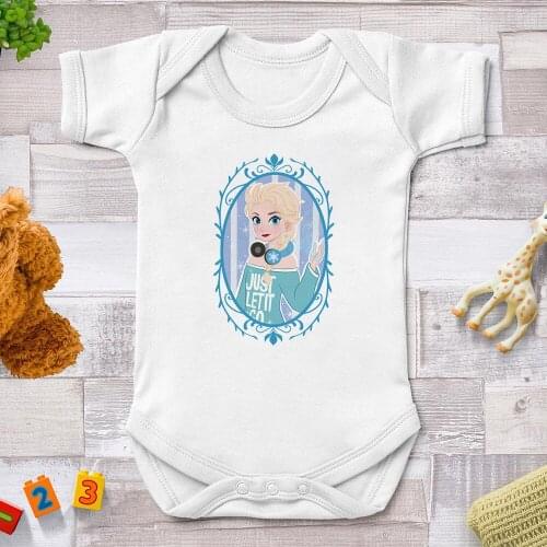 0-24M Let It Go Disney Princess Printed Baby Rompers Newborn Jumpsuits Elsa Cute Floral Baby Bodysuits Baby Clothes
