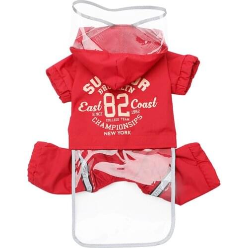 Dog Cat Raincoat Jumpsuit Letter Print Pet Puppy Jacket Waterproof Apparel 2 Colours 7 Sizes