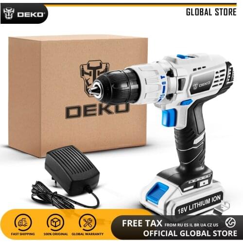 DEKO GCD18DU3 18V Impact Electric Screwdriver Lithium Battery Cordless Drill Variable Speed Mini Power Driver LED Standard Set