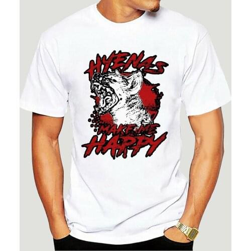 Hyena T-Shirts for Men Animal Africa Safari Wilderness Nature Furry Casual Cotton Tee Shirt Short Sleeve T Shirts Printed -5367A