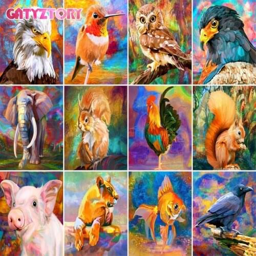 GATYZTORY Oil Painting By Numbers Animal Kits HandPainted Oil Pictures By Number Drawing On Canvas Unique DIY Home Decor Gift