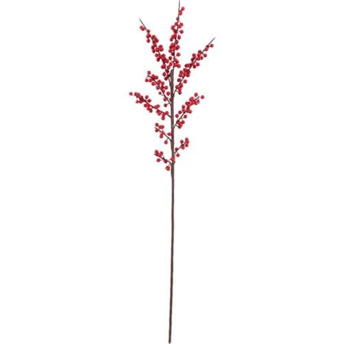 Red Berry Simulation Fruit Pomegranate Double Heads Artificial Glass Berries DIY Party Supply Home Decor 60cm Simulated Plant