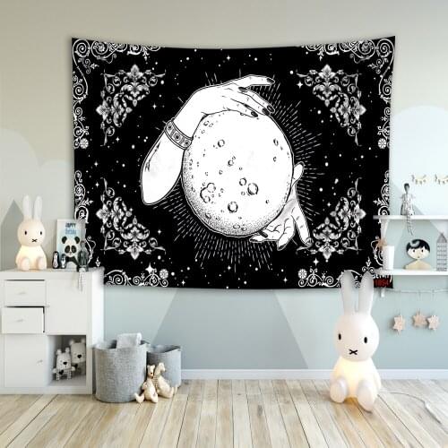 LEVOO Black Tarot Cards Magic Occult Set of Tarot Cards. Engraving Vector Illustration Cards Tapestry Wall Hanging Tapestry