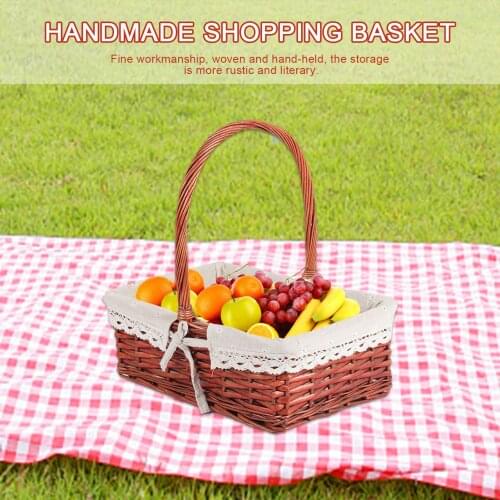 Creative Tote Picnic Basket Natural Woven Multi-function Organizer Blanket Portable Outdoor Fruit Storage Holder Basket