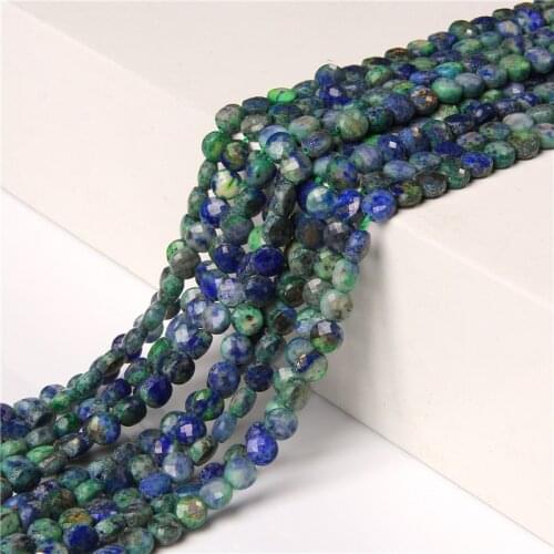 4 6 MM Natural Round Flat Coin Natural Blue Green Peacock lapis lazuli Malachite Azurite Stone Beads Accessories Jewelry Making