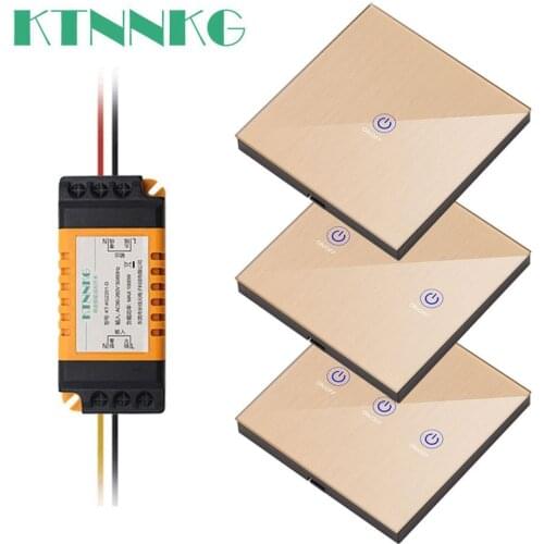 KTNNKG 1/2/3 Gang 433Mhz Smart Wireless Switch Light RF Remote Control 110V 220V Receiver Touch Panel Button Ceiling Light
