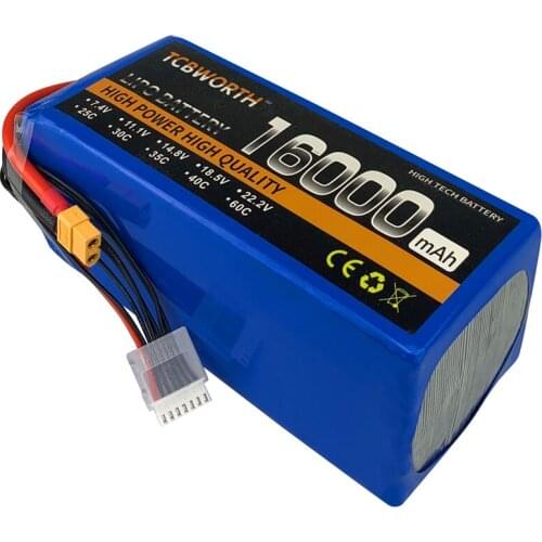 TCBWORTH 5S RC Aircraft LiPo Battery 5S 18.5V 16000mAh 25C For RC Car Airplane Tank Drone Multirotor FPV Hexacopter Octoc