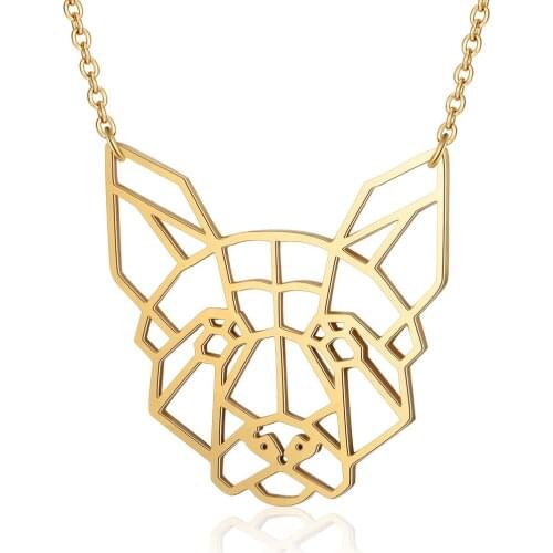 Fnixtar Gold Color Fashion Jewelry 100% Stainless Steel Polished Dog Animal Pendant Charm Necklace for Women Necklace