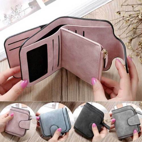 Fashion Womens Leather Small Mini Wallet Card Holder Zip Coin Purse Clutch Wallet Handbag Foldable Travel Organizer Case Pouch