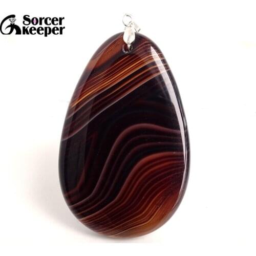 Natural Stripe Agates Pendant Water Drop Shaped Beads for Women Men DIY Chains Necklace Handmade Charm Jewelry BA941