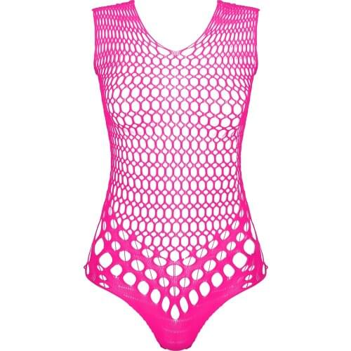 Lingerie See-through Mesh Bodysuit Womens Ladies Stretchy Backless Hot Sexy Nightwear Hollow Out Erotic Sexy Fishnet Leotard