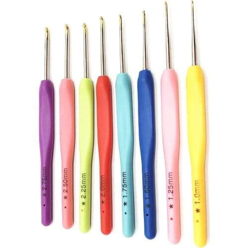 Nonvor 8Pcs/Set Aluminum Crochet Knitting Hooks Needles Sewing Tools Needles Knitting Weave 1mm-2.75mm Yarn Sweater Craft