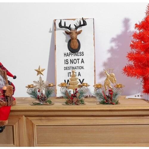 New Year Christmas Decoration Candlestick Gift Iron Wind Lamp Model Room Home Decorations Ornaments Metal Crafts
