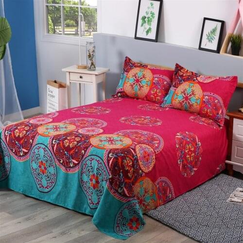 Wholesale Hot Bohemian Elephant Bed Cover Flat sheets 3d boho Mandala printing bed sheet With Pillow Case Bedspread