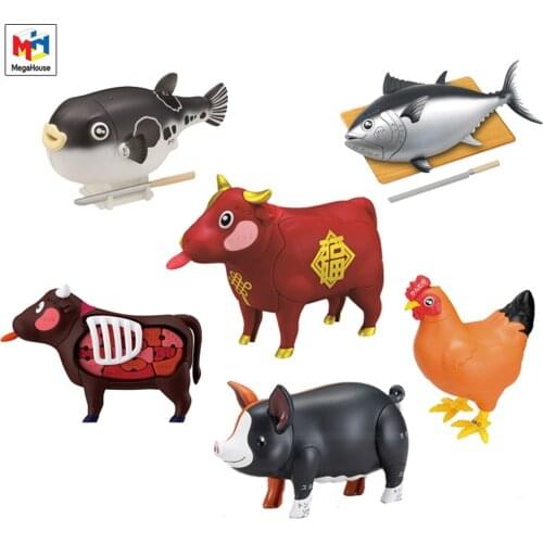 Original MegaHouse MH Puzzle 3D Puzzle Tuna Wagyu Black pig Pufferfish Roast Chicken Action Figureals Brinquedos Model