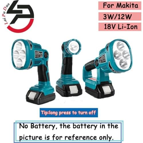 Pistol/Portable 3W/12W 18V (NO Battery,NO Charger)LED Lamp Flashlight Lithium Battery USB Outdoor Emergency Lighting For Makita
