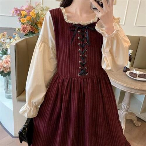 Spring Dress Girls Boho Party Female Vintage Dress Puff Long Sleeve Women Dresses Long Robe Vestido