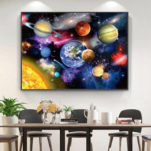 Universe Space Landscape DIY 11CT Cross Stitch Embroidery Kits Needlework Craft Set Cotton Thread Printed Canvas Wholesale