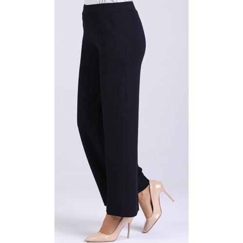 Minahill Elastic waist wide Leg Pants 3027-02 Navy Blue 3027-02