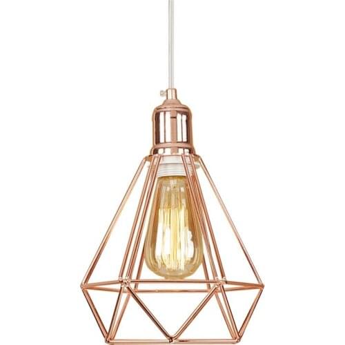 Nordic Loft Iron Rose Gold Luminaire Modern LED Pendant Light Simple Single Head Edison Hanging Lamp Home Lighting Fixtures