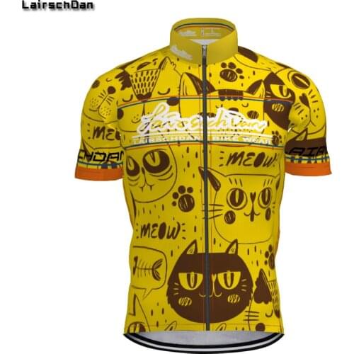 SPTGRVO 2020 Unisex Yellow Cartoon Cat Cycling Jersey Bike Shirt High Quality Ropa Ciclismo Cycle Bicycle Wear Maillot Ciclismo