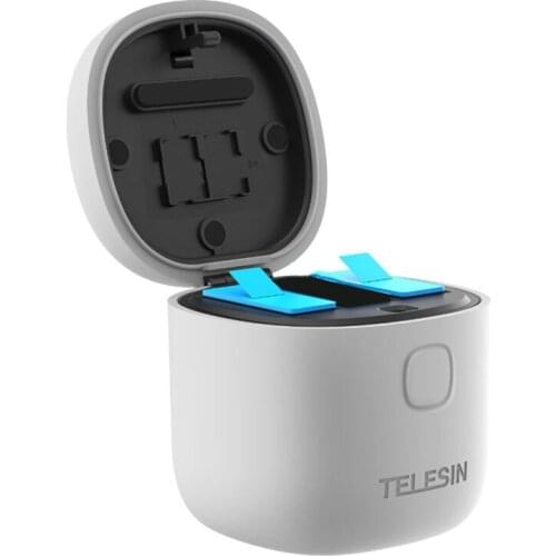 TELESIN GP-BTR-905-GY TF Card Read and Write Charger Battery Charging Sorage Box Case+2 Hero 9 Li-Ion Battery for GoPro Hero 9