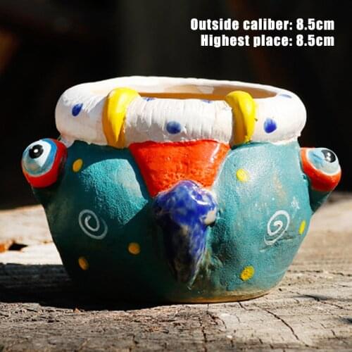 Creative Ceramic Hand-painted Simple Retro Flower Pots Planter Cartoon Mini Bonsai Cactus Planter Pots Cute Succulent Pot