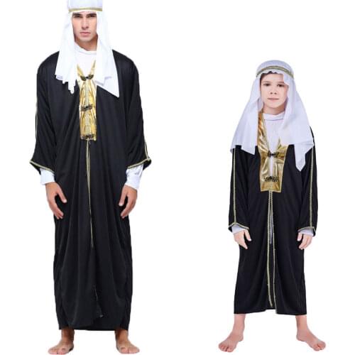 Umorden Arab Arabian Sheik Costume Robe Novelty Sultan Costumes for Men Boys Fancy Carnival Halloween Purim Party Cosplay