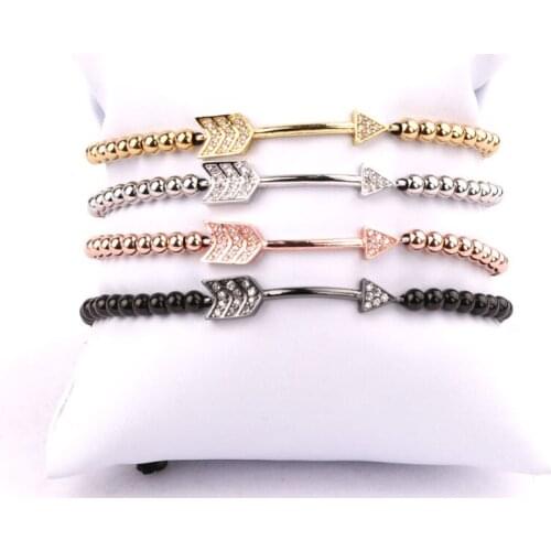 High quality small size 4mm stainless steel beads bracelet arrow charm friendship bracelet