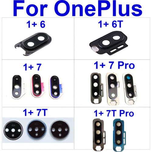 Back Big Camera Glass Lens With Sticker Holder Cover For Oneplus 7 7T Pro Rear Camera Glass Lens With Frame Replacement Parts