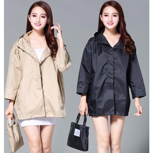 2021 Women Jacket FashionSolid Short Rain Jacket Outdoor Plus Waterproof Hooded Raincoat Windproof Coats Jackets Famale