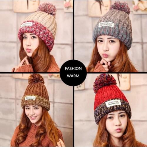 2021 Womens hats Warm Thicken Inside Beanies Winter Hats for women Big Pompom Hat Female Twist pattern caps