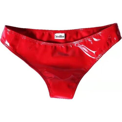 Women Glossy Low Waist Leather Shorts for Sex Erotic Sexy Bottom Fetish Sheath Underwear Wetlook Shiny Latex Mini Hot Pants Sexi