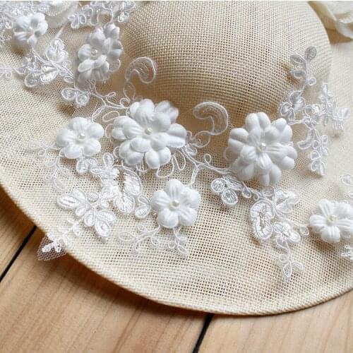 1 Piece Delicate Wedding Dress Applique DIY Bride Hair Accessories Rhinestone Pearl Lace Patch Lace Flower Sewing Accessories