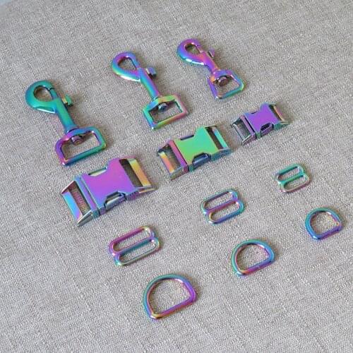 10Sets/Lot 15mm 20mm 25mm Metal Hardware Slider D Ring Belt Buckle Hook Clasp For Pet Dog Collar Leash Harness Sewing Accessory