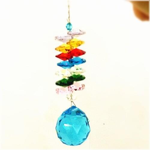 2pcs Aquamarine 30mm Crystal Hanging Drop DIY Sun-catcher Accessory for Chandelier Prism Ppendants Home Decoration