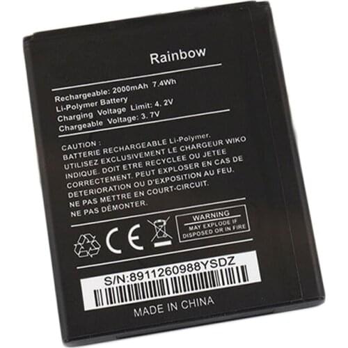 20pcs/lot Backup 2000mAh Battery For Wiko Rainbow Smart Mobile Phone
