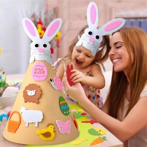 2021 Easter Felt Pendant DIY Felt Rabbit Set With Detachable Ornament Wall Hanging Decoration DIY Easter Bunny Toys