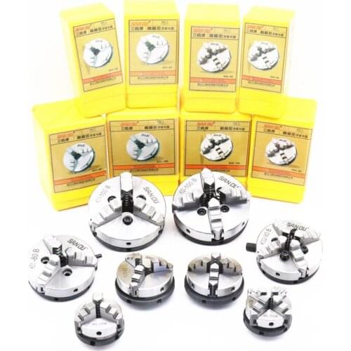 3/4 Jaws Steel Wood Lathe Chuck 50mm 63mm Manual Chuck Self-centering DIY Metal Wood Lathe Tools