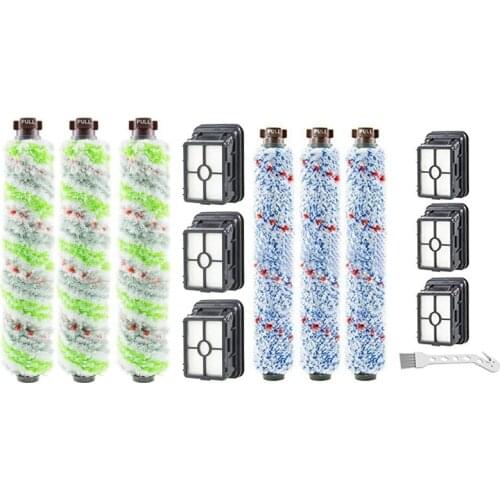 3 Pack Multi Surface Pet Brush Roll 2306 and 6 Pack 1866 Vacuum Filter with 3 Pack Multi Surface 1868 Brush Roll